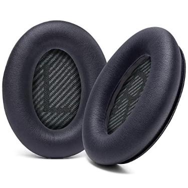 Imagem de Almofadas de reposição WC para fones de ouvido Bose QC35 e QC35II (QuietComfort 35) da Wicked Cushions - Couro mais macio, espuma viscoelástica, espessura e durabilidade adicionais | Preto