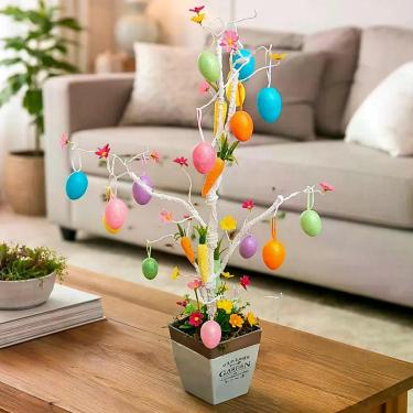 Imagem de Árvore de Páscoa Osterbaum Decorativa com Galhos Flexíveis e Enfeites Colorido 80CM