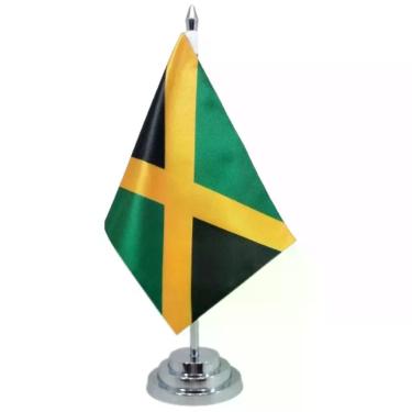 Imagem de Bandeira Mesa Dupla Face Jamaica 29 Cm Alt Mastro