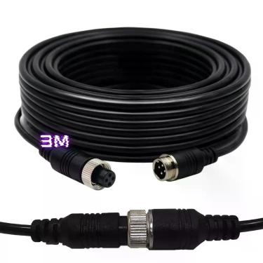 Imagem de Cabo Extensão 4 Pinos 3 Metros Para Câmera Automotiva Monitor Vídeo Áu
