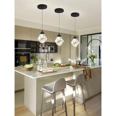 Imagem de Shial Lighting Luminária Pendente De Cristal Para Ilha Cozinha, Lustre Preto, Suspensa Teto, Moderna, Ajustável, Sala Jantar E Quarto