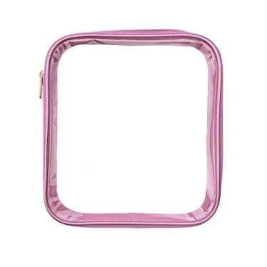 Imagem de Estojo Box Transparente com Zíper, Design Resistente, Amplo Espaço para Organização, Visual Clean, Preto (Rosa)