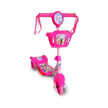 Imagem de Patinete Infantil Menina Aventureira 3 Rodas Musical Com Luzes de Led/Cesta