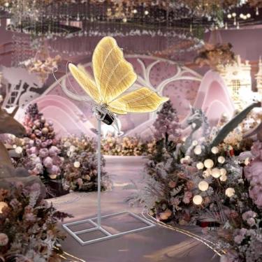 Imagem de YM sky Luminária De Chão Elétrica Em Formato Borboleta Para Casamento: Decoração Gigante Borboletas Led Com Movimento E Luzes Acesas - Grandes Acessórios Móveis Asas Batendo Festa Aniversário (Luz Q