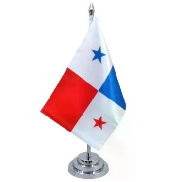 Imagem de Bandeira Mesa Dupla Face Panamá Mastro 29 Cm Alt