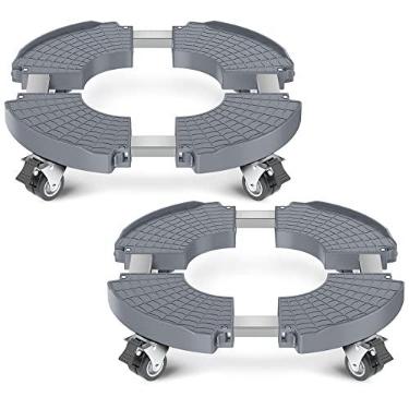 Imagem de VANCASTLE Suporte de plantas com rodas de capacidade resistente de 199 kg, suporte ajustável de 38 a 55 cm, carrinho de plantas grande com rodízios para mudança de vaso de flores, pacote com 2, cinza