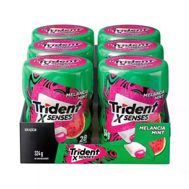 Imagem de Chiclete Trident XSenses Melancia Menta sem Açúcar Garrafa 54g - Caixa