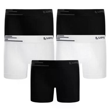 Imagem de Kit 5 Cueca Boxer Infantil Box Microfibra Sem Costura Lupo, Preto e br