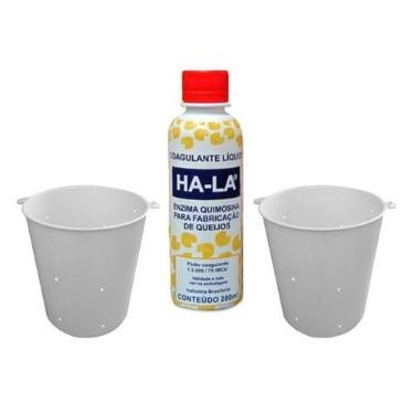 Imagem de Kit Coalho Ha-la 200ml P/ Queijo C/ 2 Formas Opusplast 500g - COMBO