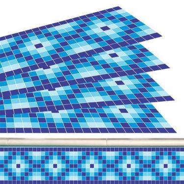 Imagem de Kit 25 Adesivos Piscina Azulejo Mosaico Quadriculado Azul 100x20cm - R