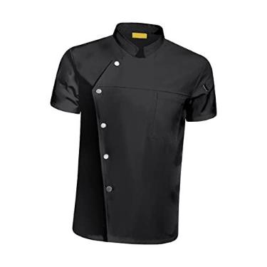 Imagem de Chef Masculino Feminino Manga Macacão para Serviço de Alimentação para Garçom de Bufê, Tamanho G Preto