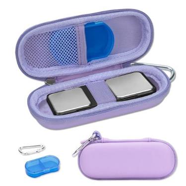 Imagem de Kardiamobile Capa para monitor cardíaco móvel Kardia 1L e Kardiamobile 6L, caixa de viagem rígida para dispositivo móvel cardiovascular, caixa de comprimidos e mosquetão incluídos - roxo