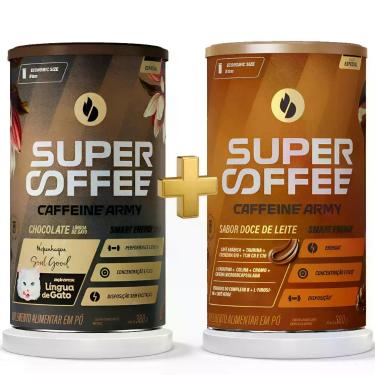 Imagem de Kit Super Coffee Caffeine Army 380g 2 Sabores Especiais Lingua de gato