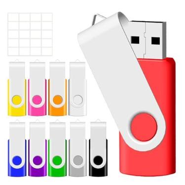 Imagem de Pen drive USB de 2 GB, pacote com 10 unidades USB JBOS 2 GB, pen drive giratório 2G, pen drive USB 2.0 para armazenamento de data, pen drive UBS de 2 Gig UBS, unidade de zíper, unidade de salto, pen