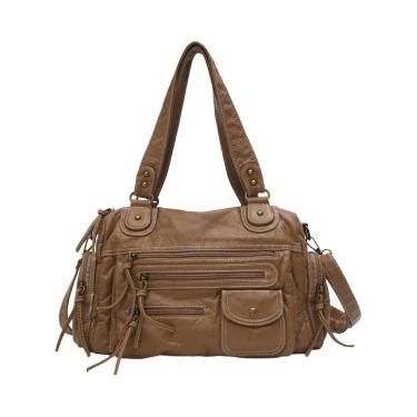 Imagem de Bolsa De Ombro Vintage Em Couro PU Para Mulheres, Unissex, Com Bolsos 