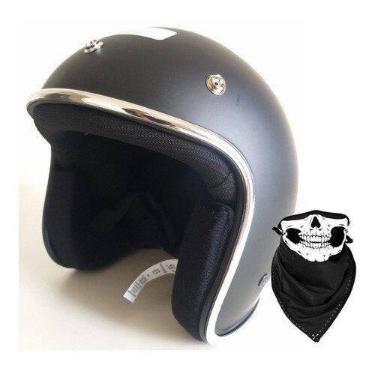 Imagem de Capacete Pro Tork Compact + Bandana Skull Riders, Preto fosco, 56