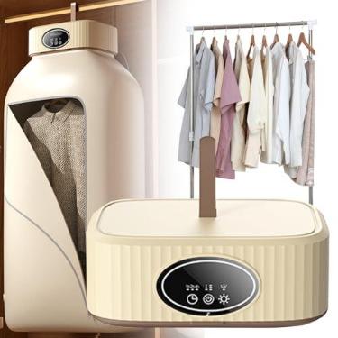 Imagem de Secador De Roupas Portátil Para Uso Doméstico Conveniente,Máquina De Secar Roupas Elétrica Portátil-Função De Temporizador/2 Níveis De Aquecimento - Inclui Saco De Secador E Cabide,Yellow