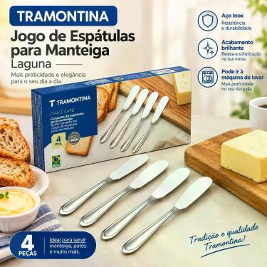 Imagem de Jogo 4 Espátulas Inox Tramontina Laguna para Manteiga Requeijão e Patê