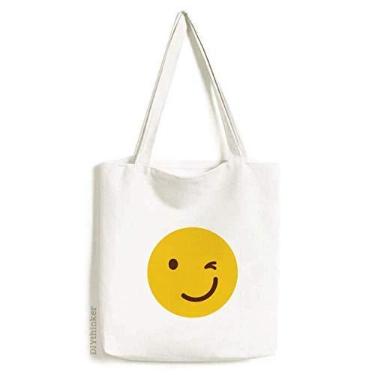 Imagem de Blink Smile Yellow Face Ilustration Pattern Tote Canvas Bag Shopping Satchel Casual Bolsa
