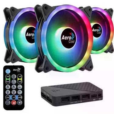 Imagem de Kit Com 3 Coolers Aerocool Duo 12 Pro Argb + Hub + Controle