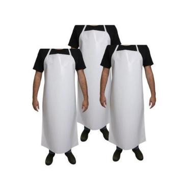 Imagem de Kit com 3 Aventais Brancos Impermeáveis Para Cozinha/Açougue - Mazza