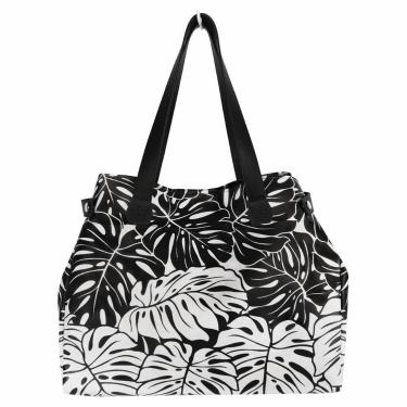 Imagem de Bolsa Feminina Tropical Folhagem Preta e Branca Magicc Bolsas