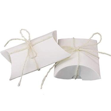 Imagem de Fronha de papel Kraft branca para doces caixa de presente de chocolate com juta para casamentos, chá de bebê, aniversário, festa, suprimentos (50 peças)