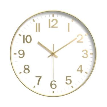 Imagem de Relogio Parede, RelóGio de Parede Cozinha, Silencioso Moderno, Decorativo Quarto Sala EscritóRio(20cmx20cmx5cm)(Dourado/Branco)