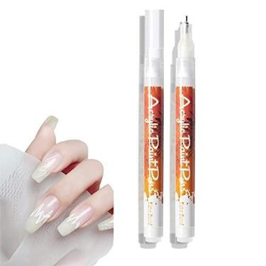Imagem de Caneta de grafite arte de unhas pintura de desenho linhas abstratas detalhando pincéis de lápis DIY ferramenta para unhas de gel natural acrílico manicure suprimentos de beleza 2 peças, branco, 13 cm