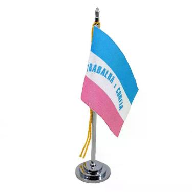 Imagem de Mini Bandeira Mesa Espírito Santo Mastro 15 Cm Poliéster