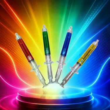 Imagem de Caneta em Formato de Seringa Colorida - Criativa e Divertida - Fashion