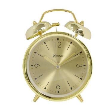 Imagem de Relógio Despertador De Mesa Dourado Herweg 2720-029, único