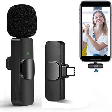 Imagem de Microfone de lapela sem fio profissional para telefone Android – Microfone de gravação condensador omnidirecional sem fio para entrevistas, vídeo, podcasts, vlog, YouTube (não precisa de aplicativo/Bluetooth)