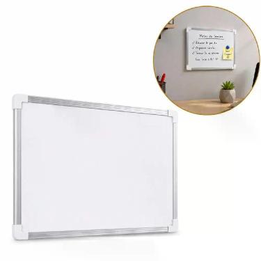 Imagem de Lousa Magnética Quadro Branco Dupla Face 20x30cm Superfície Metal Multiuso Anotações Planejamento Recados Branco