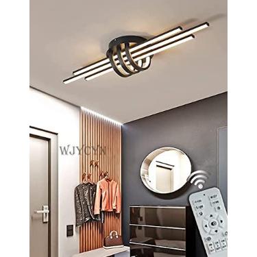 Imagem de Luminária de teto LED dimerizável, luminária de teto moderna para sala de estar, design geométrico linear com controle remoto, iluminação de teto de 3000K a 6000K para quarto, sala de jantar