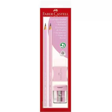 Imagem de Lapis Preto Triangular Rosa Pastel C/ BORRACHA-APONTA - FABER-CASTELL
