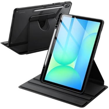 Imagem de JETech Capa Protetora Giratória para Galaxy Tab S10 FE Plus 13,1", Preto | Suporte com Rotação 360°, Design com Parte Traseira Transparente, Ativação/Repouso Automático, Porta Pencil, Proteção Total