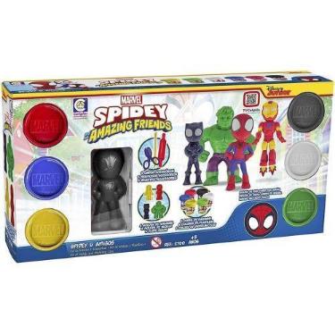 Imagem de Kit de moldes e massinhas spidey e amigos cotiplas - Cotiplás, Preto, 