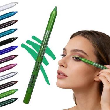 Imagem de Delineador de lápis à prova d'água, à prova de manchas, gel colorido cremoso delineador líquido, enchimento de meia para mulheres (verde)