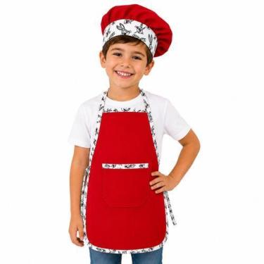 Imagem de Avental Infantil Gourmet Chef Vermelho Criança Menino - Full On