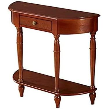 Imagem de KRASS Mesa de console industrial, mesa lateral de decoração de sala de estar mesa de entrada semicírculo com armazenamento, mesa lateral de sofá estreita para corredor de sala de estar, A, 80 * 30 * 80 cm, colecionador88
