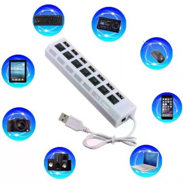 Imagem de Hub Usb 2.0 Hub De 7 Portas Usb Hub De Dados Portátil, Computador, Casa, Laptop Branco