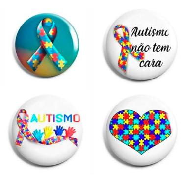 Imagem de Botton Personalizado Broche Autismo 4,4cm - Kit com 4