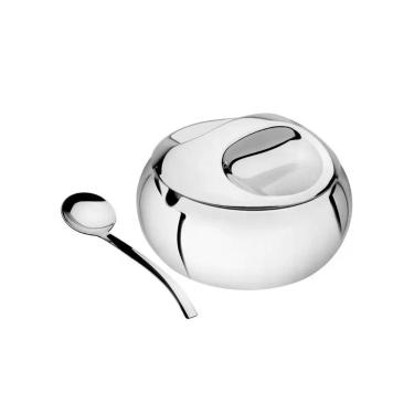Imagem de Açucareiro com Colher em Aço Inoxidável Acabamento Brilho para Uso Diário Inox Tramontina
