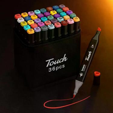 Imagem de Kit Caneta Marcadora Touch Ponta Dupla 48 Cores com Estojo Organizador Coloridas