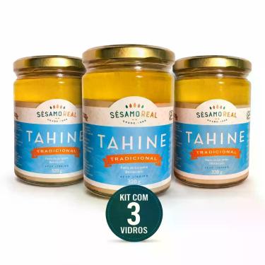 Imagem de Tahine Pasta de Gergelim Vegano Sésamo Real 320g - Kit com 3 Potes