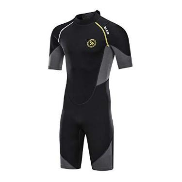 Imagem de ZCCO Fatos de mergulho masculinos de neoprene premium de 1,5 mm com zíper traseiro para pesca submarina, snorkeling, surf, canoagem, roupas de mergulho (PP)