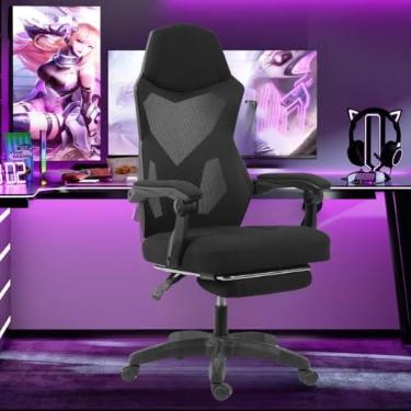Imagem de Cadeira de Escritório Fox Racer Design Estilo Gamer Tecido Respirável Design Ergonômico (Preto)