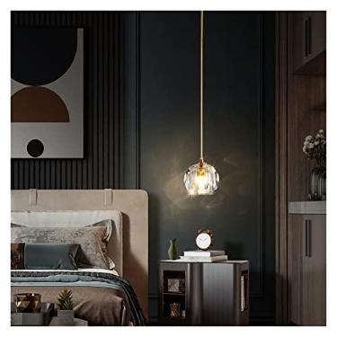 Imagem de Lustre moderno LED, candelabro de cabeceira de quarto, lustre de cristal de cabeça única, poste moderno, minimalista, restaurante, bar, rede, luz vermelha, lustre de luxo para sala, lustre L