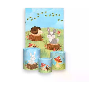 Imagem de Painel De Festa Vertical 1,50 x 2,20 + Trio De Capas Cilindro - Bosque